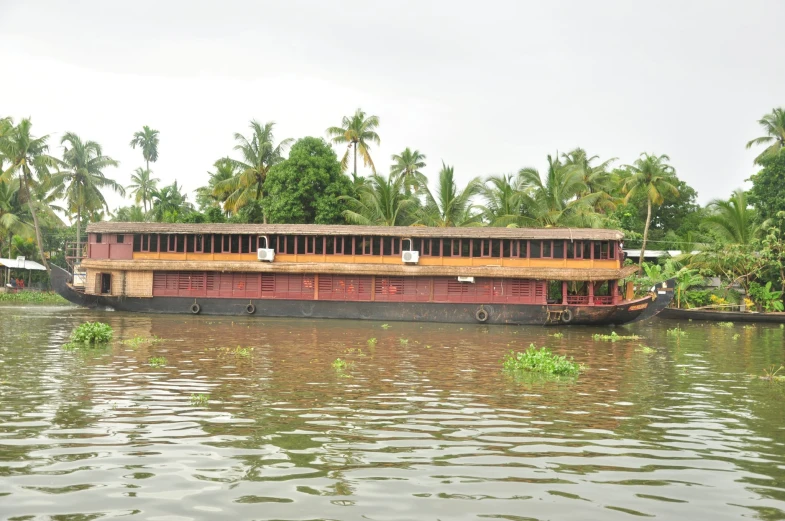 a big boat that has some old wood on it