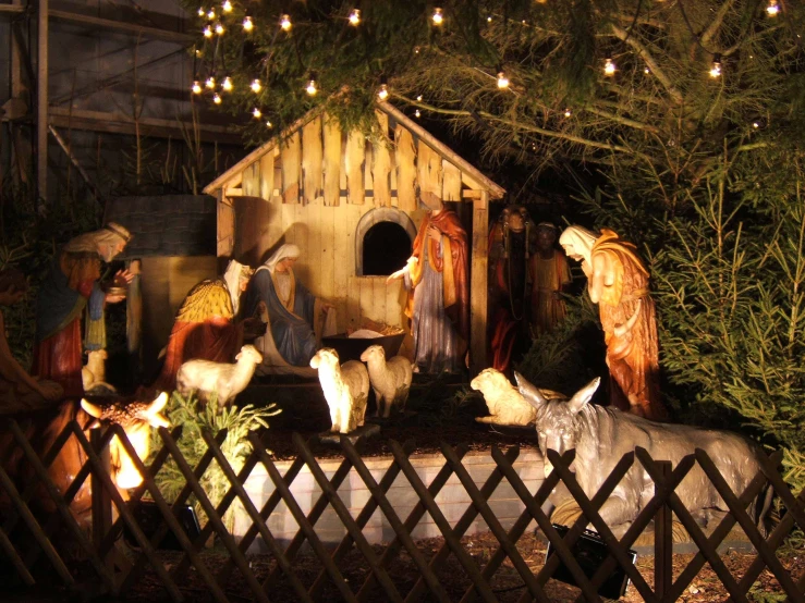 a nativity scene of a stargazing manger scene