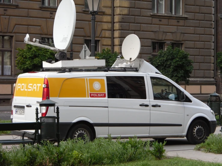 a van with an array of antennas on top