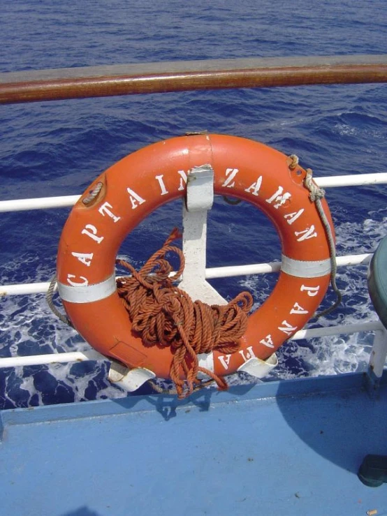 life preserver on the back of a cruise boat
