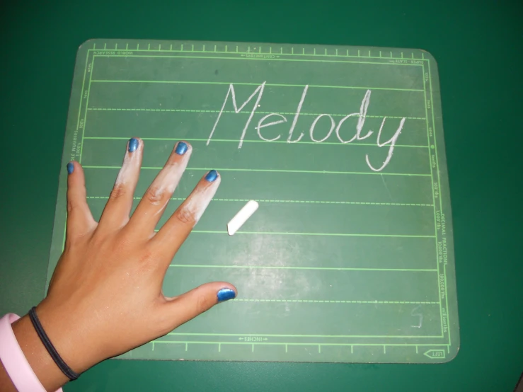 a manicured hand holding a rolling mani on top of a board