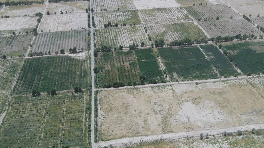 an aerial view of a large, abandoned field