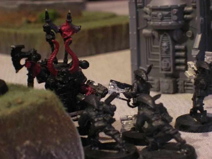 warhammers with red flames and cannon guns