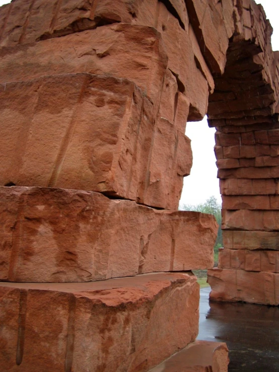 the red rocks are very large and brown