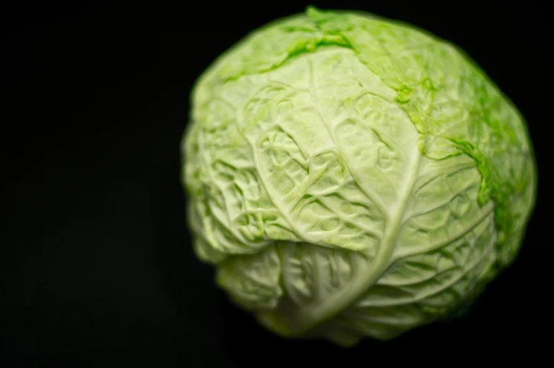 a head of cabbage sits on the surface