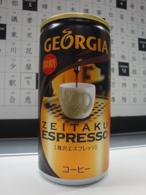 a can of georgia tea with the word zeetak sespresso in it