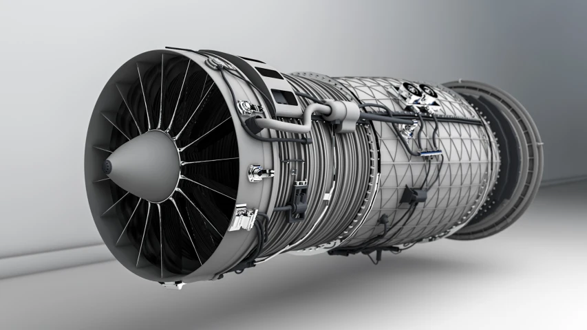 this jet engine is very large and black