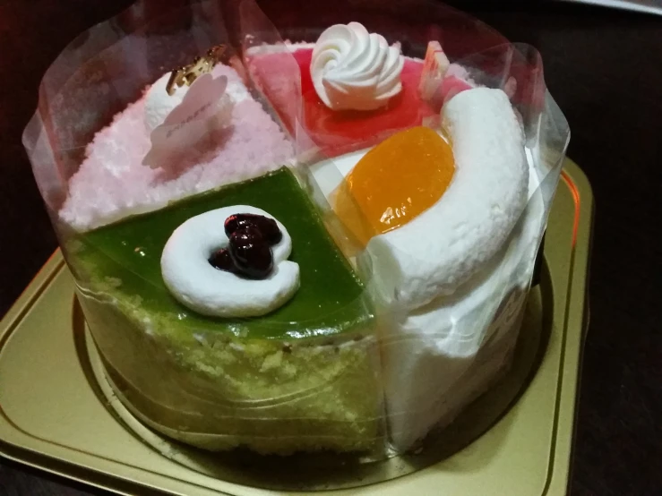 dessert with multiple layers in a round bowl