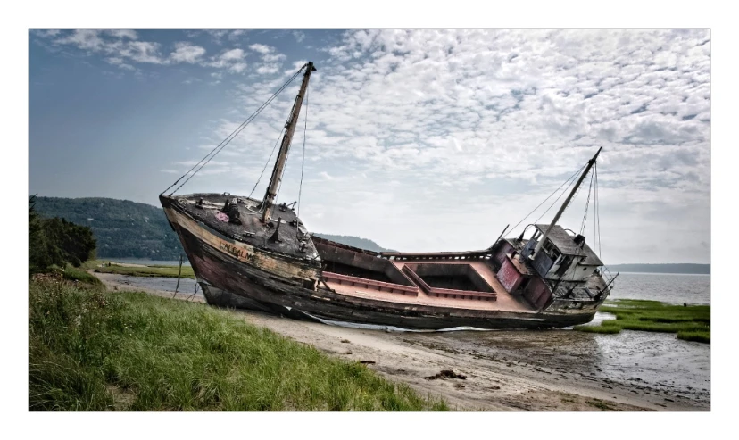 the rusted abandoned boat is ready to be salvaged