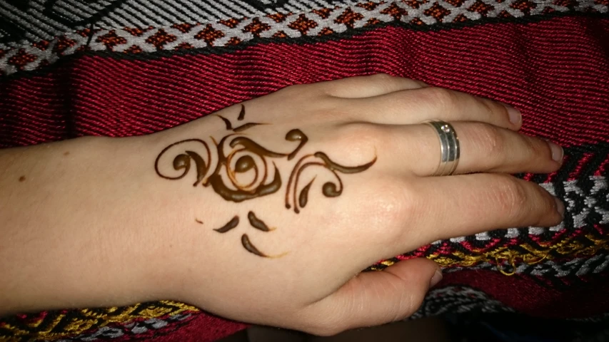 a person's hand with henna on it