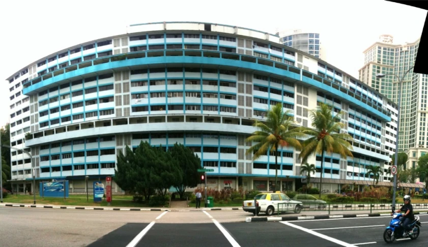 a modern building near a street corner