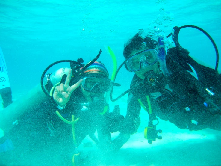 a couple of divers looking at the camera