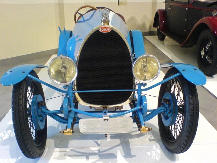 a model t car on display in a museum
