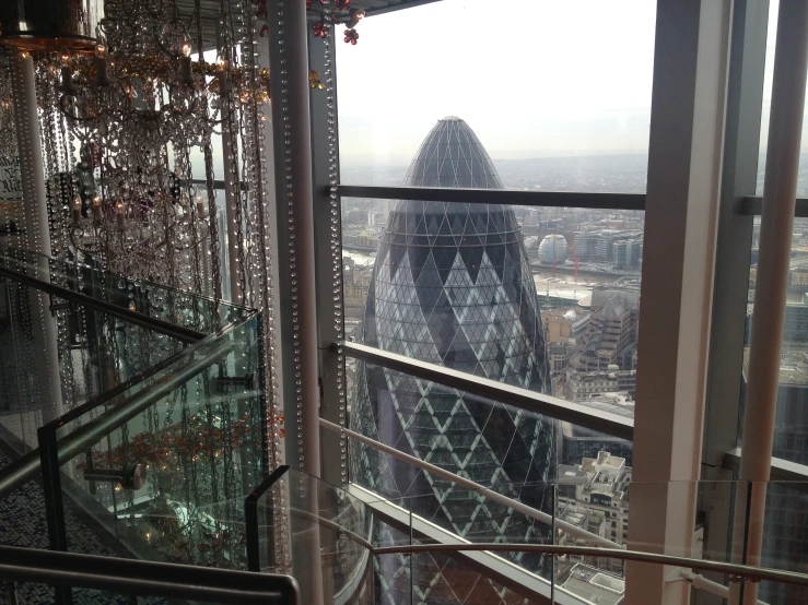 looking down from a high rise in the city of london