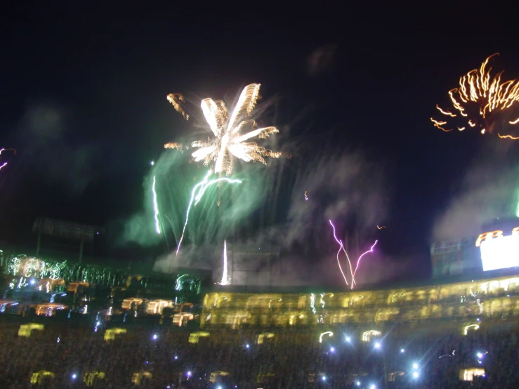 there is a crowd of people watching fireworks