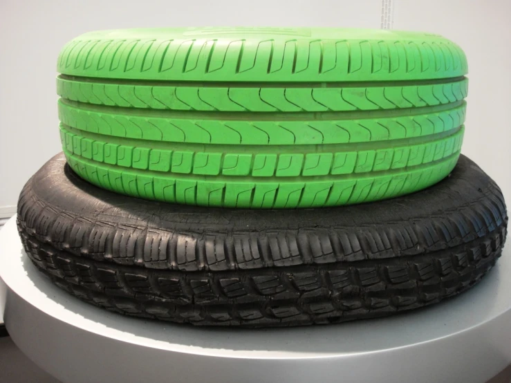 a stack of tires are stacked on top of each other