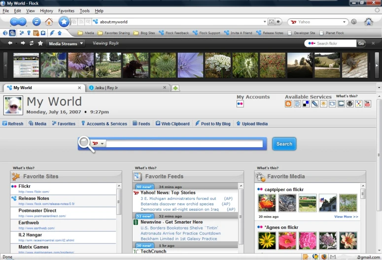 the web page of an internet application, showing a collection of images and their settings