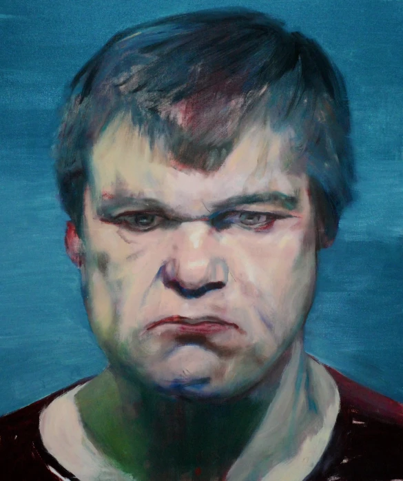 a painting of a man's face is very large and blurry