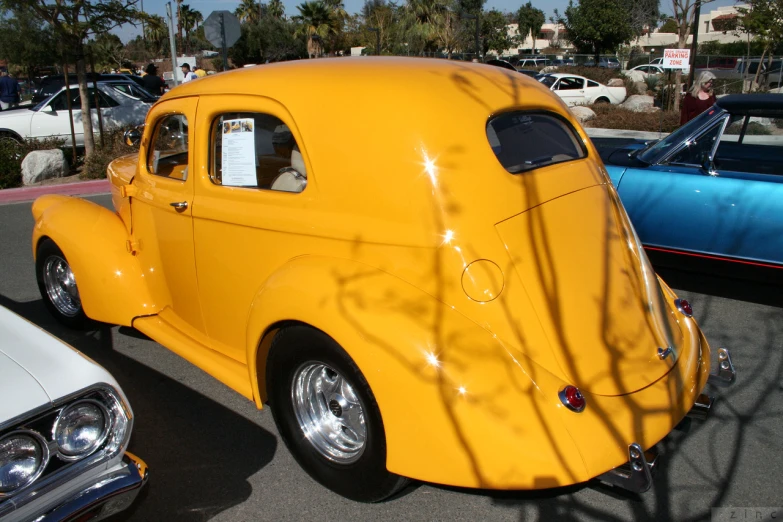 this is an old style yellow vehicle