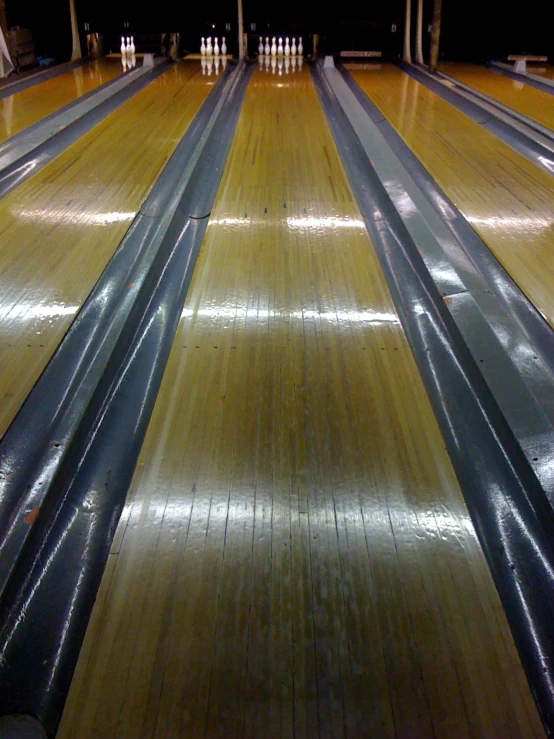 there are lanes going up in the bowling alley