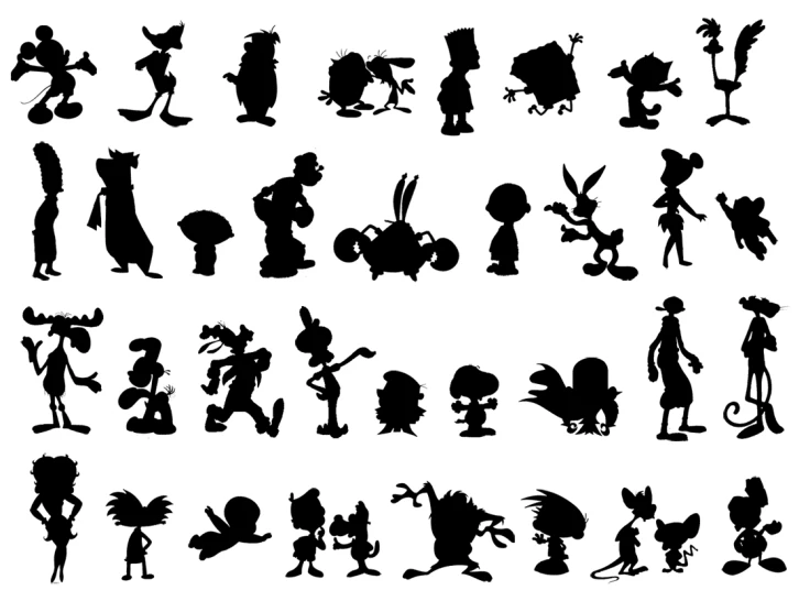a silhouette of cartoons characters for animation