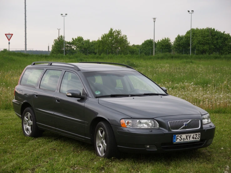 an image of a grey volvo vw t4 wagon on grass