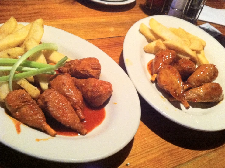 the food on the dishes is prepared and ready to be eaten