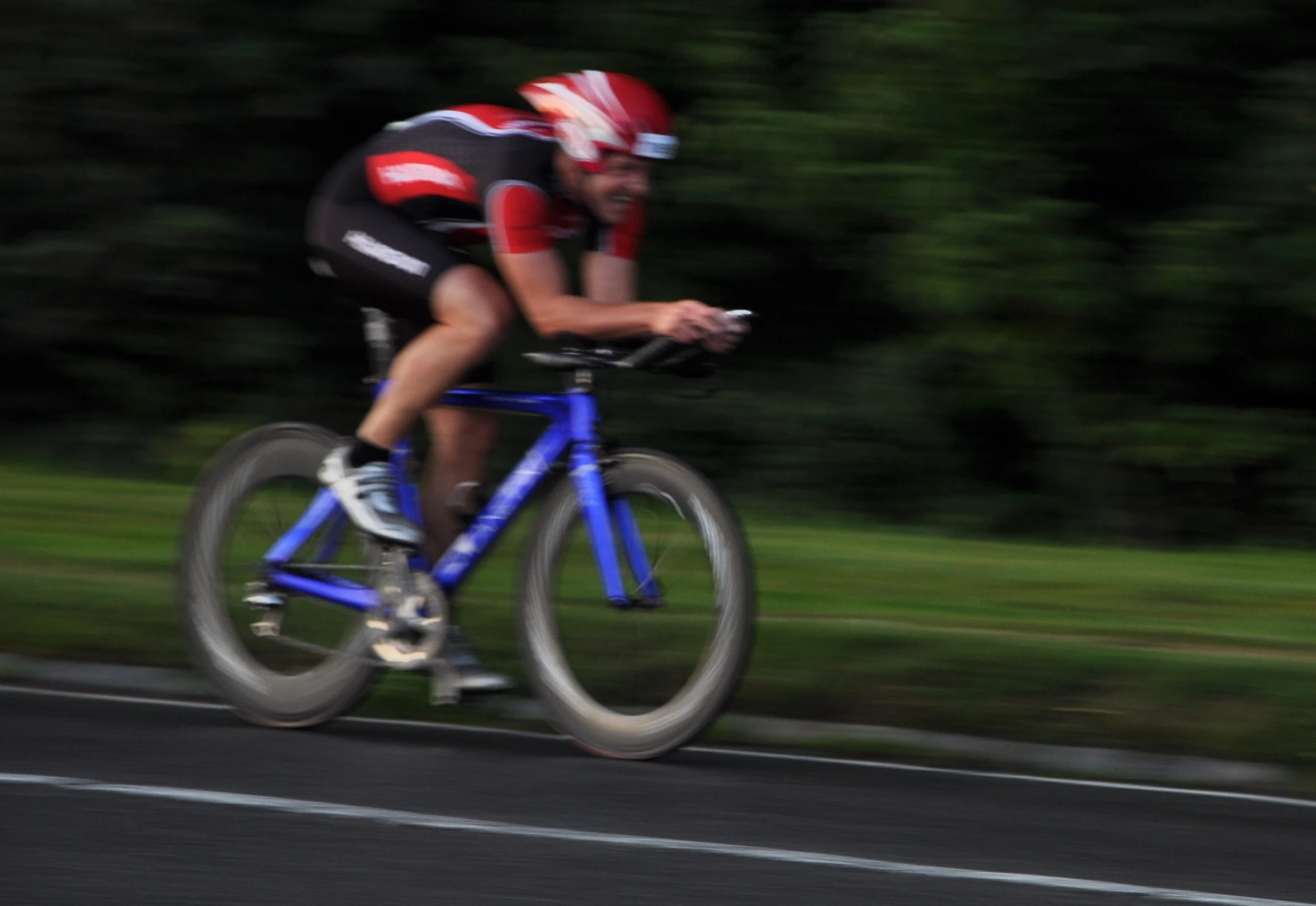 the cyclist is taking his place to race