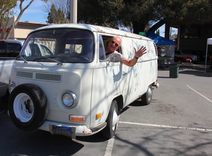 a person in a van that has just passed by