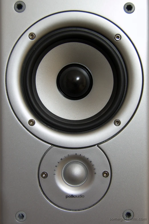 a large audio speaker with a white background