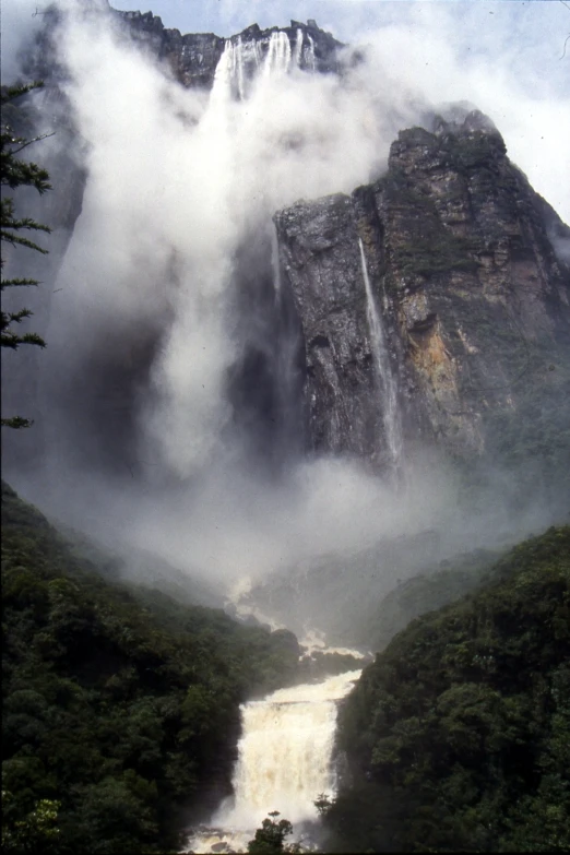 a view of some very big tall waterfalls