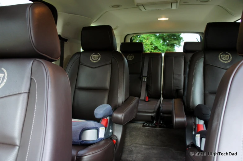 seats in the back of a van with head rest down