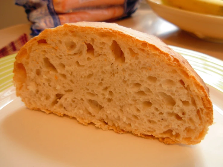 a slice of bread sitting on top of a plate