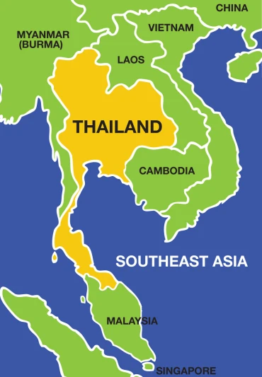 a map with different areas of southeast asia