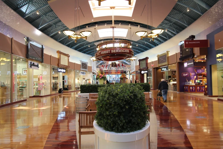 the inside of a shopping mall looking into the lobby