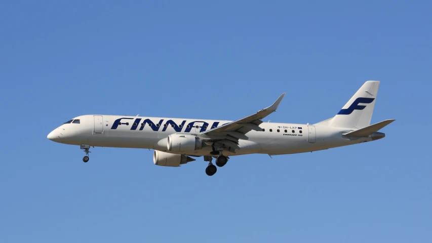 a plane is flying in a clear blue sky