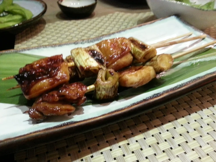 a dish with food sitting on top of it