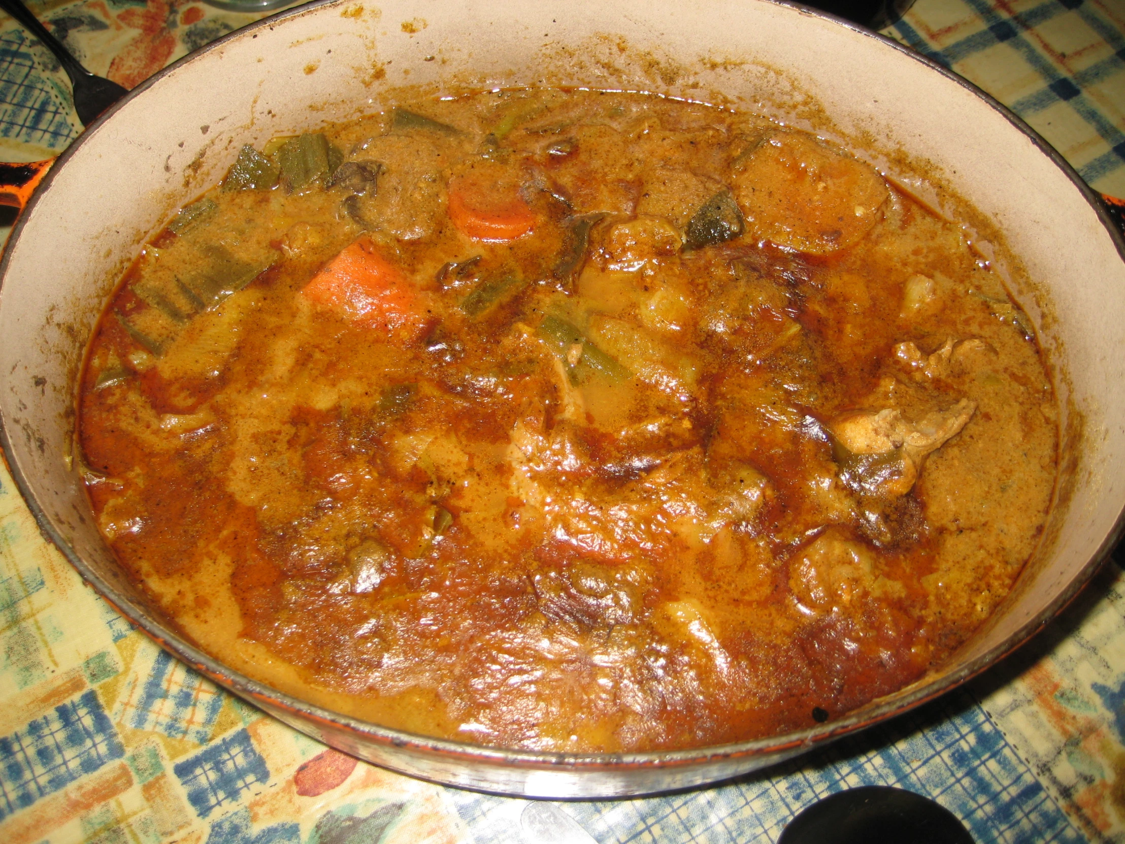 stew in a pan on a counter top