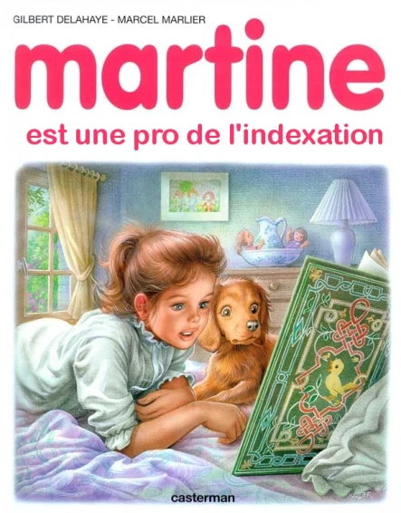 cover of magazine with little girl reading and her dog in bed