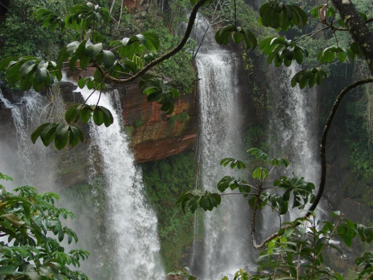 there are two very large waterfalls in the jungle