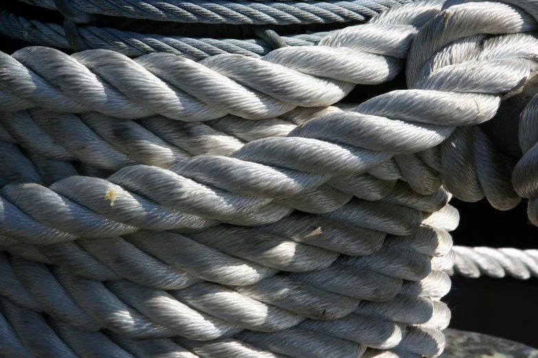 several rope lines are twisted up and ready to be tied up