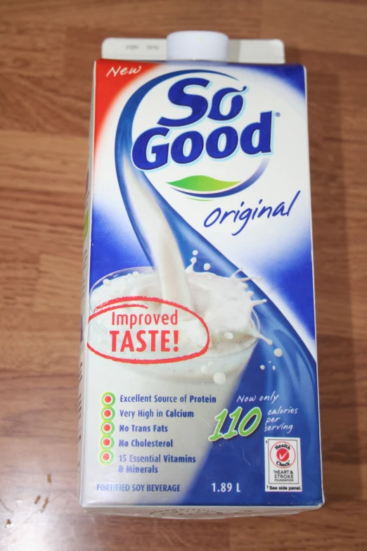 there is an empty carton of soing milk