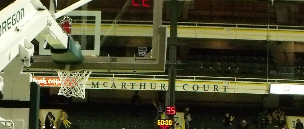 an overhead basketball net at the ball park