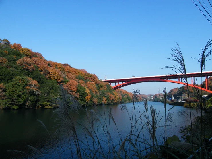 a very long bridge near the edge of the water