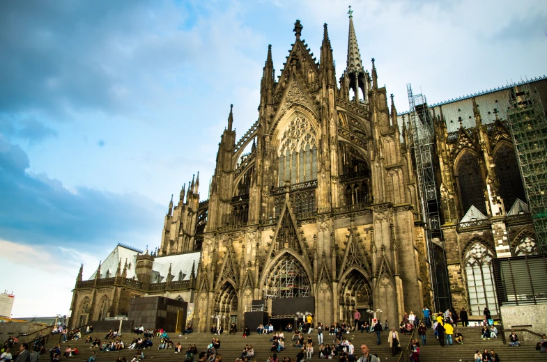 a very tall cathedral with several large spires