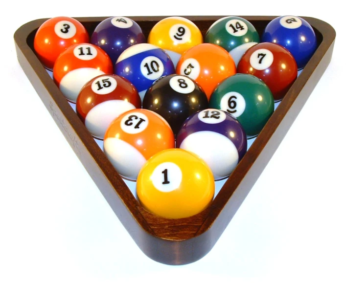 a large pool table has balls arranged in it