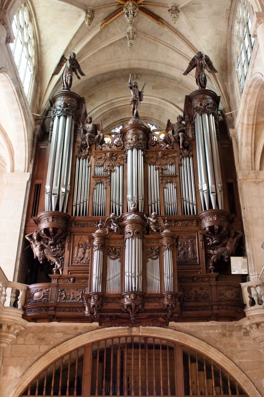 this is an old pipe organ in a church