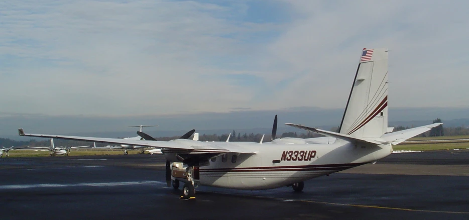 two people are standing in front of a white airplane