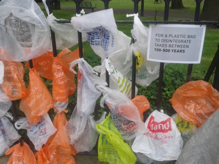 the bags have been left behind the gate