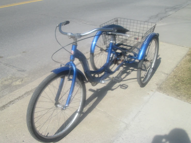 a bike parked on the side of the road